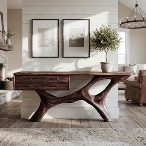 Tables consoles en bois massif naturel, design unique, pour décoration d'appartement écologique, meubles en bois, mobilier d'hôtel, design de meubles. - Product Image 2