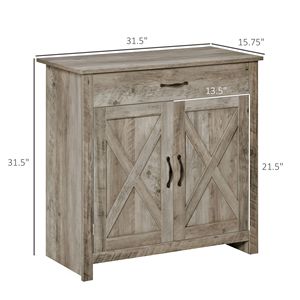 Credenza Stile Fattoria da 32 Pollici in Grigio Anticato, Mobile Buffet con Ante Scorrevoli in Metallo, Bar per Caffè per Cucina, Soggiorno o Ingresso - Product Image 3