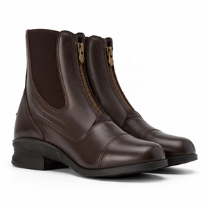 Botas de equitación de cuero PU antideslizantes con cremallera, para senderismo, deportivas de lujo para exteriores, personalizables, de color sólido. - Product Image 1