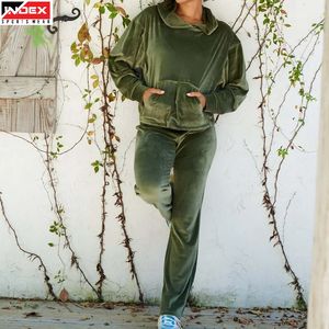 Conjunto Deportivo de Terciopelo para Mujer, Económico, Premium, Suave, de Dos Piezas, Sudadera con Cierre y Pantalones Jogger, Atuendo Casual y Elegante - Product Image 1