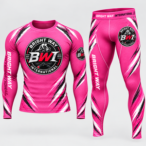 Conjunto de Protección Solar de Manga Larga Rosa de Bright Way International, Impresión por Sublimación, Secado Rápido, Ropa de Compresión Unisex para Adultos - Product Image 1