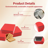 Emballage de récipient en fer blanc personnalisé de conception de mode boîte à biscuits carrée en métal boîte à biscuits en étain vide rouge pour biscuit