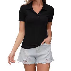 Camiseta de Golf Casual para Mujer, Tejida, 100% Algodón, Transpirable, Absorbe la Humedad, Antiarrugas, Manga Corta, Diseño Liso, para Uso en Exteriores - Product Image 5