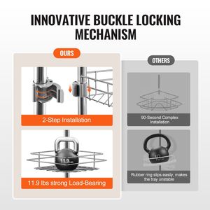 Barra de ducha multifuncional de 42 pulgadas (114 cm) con gran capacidad de carga, estante esquinero para ducha a prueba de óxido, estanterías de baño - Product Image 3