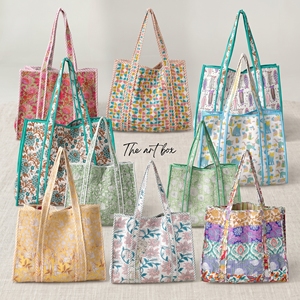Wholesale Assorted Mix Prints Cotton Quilted Tote Bag with Pouch Handmade Indian Block Print <b>Handbag</b> - Product Image 6