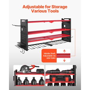 Organizzatore da Parete a 4 Livelli per Utensili Elettrici con 8 Supporti per Trapani e Portautensili - Product Image 3