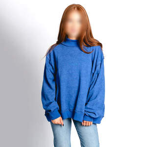 Ladies <b>Mock</b> <b>Neck</b> Sweatshirt Oversized Pullover Soft Fleece Long Sleeve Warm Casual Streetwear Autumn Winter Fashion <b>Top</b> Front - Product Image 1