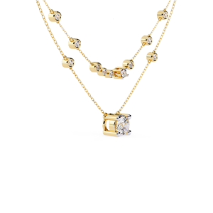 Collier unisexe en or jaune avec diamant de laboratoire taille brillant certifié IGI, bijoux de mariage vintage AMBER JEWELS Modèle T-2092 - Product Image 4