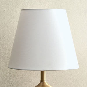Mid Century design Gold <b>Table</b> Lamp Modern Brushed Brass <b>Bedside</b> Light Trumpet Metal Base Fabric Shade Bedroom Nightstand Decor - Product Image 6
