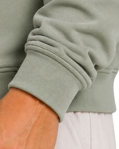 Sage Green <b>Men</b> Oversized Quarter Zip Sweatshirt <b>Pullover</b> Fleece Cotton Polyester Casual Winter Sweatshirt With Stand Collar - Product Image 6