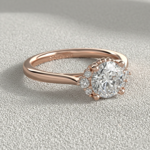 Bague de fiançailles halo en diamant de culture, or 14 carats, diamant taille ronde, bague de mariée, fabricant de bijoux sur mesure - Product Image 5