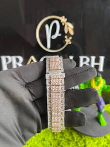 Montre de luxe automatique entièrement sertie de moissanite, boîtier en acier inoxydable, saphir, étanche, cadran arc-en-ciel, 40 mm, chronographe, mouvement ETA - Product Image 3