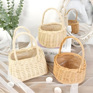 Cesta con asa de ratán, regalo para San Valentín o baby shower, contenedor de regalos, cestas trenzadas sostenibles al precio más bajo - Product Image 1