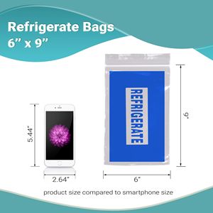 Bolsas de refrigeración de polietileno transparente de 6x9, bolsas de almacenamiento multiusos con cierre de tipo cremallera seguro con estampado azul de 2 mil de espesor - Product Image 4