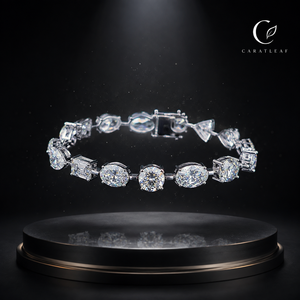 Bracelet tennis de luxe en diamant de laboratoire certifié IGI, or 14K 18K, formes ovale, rond, émeraude, marquise, poire, cœur, triligne, idéal pour un cadeau - Product Image 1