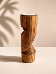 Portavelas de Madera Hecho a Mano, Moderno y Rústico, Decorativo para Mesa del Hogar - Product Image 4