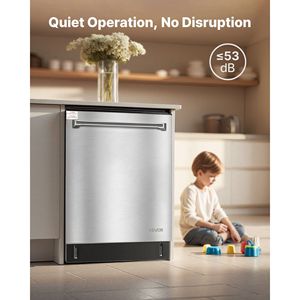 Lave-vaisselle encastrable de 24 pouces, cuve en acier inoxydable, 14 couverts, 8 programmes de lavage, 23,82 x 25,2 x 33,78 pouces, faible niveau sonore - Product Image 6