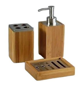 Juego de Accesorios de Baño Redondos de Madera Ecológica de Cinco Piezas, Estilo Lujoso para el Hogar - Product Image 3