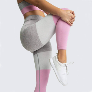 Ensemble de yoga femme 2026 color block, legging taille haute et crop top dos nageur, sans couture, en Spandex et Polyester, tenue de fitness deux pièces - Product Image 4