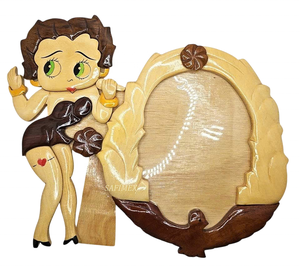 Handmade Wooden Cartoon Girl Mirror <b>Frame</b> Custom Shape <b>Wall</b> Decor Full Color Embossed Printing Creative Design - Product Image 1