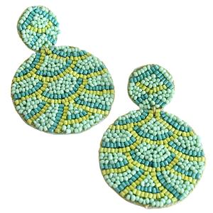 Pendientes de moda divertidos y elegantes para niñas, hechos a mano, coloridos, con cuentas de semillas, en forma de flor, chapados en plata. - Product Image 4