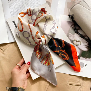 Pañuelo Cuadrado de Seda de Lujo para Mujer, Hiyab de Verano, Envolturas, Pañuelo para el Cuello, Cintas para el Cabello, Diadema, Bandana, Foulards - Product Image 3