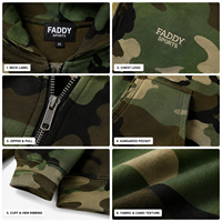Vente en gros Sweat à capuche zippé camouflage pour homme, style streetwear, coupe oversize, en polaire épaisse, avec logo personnalisé