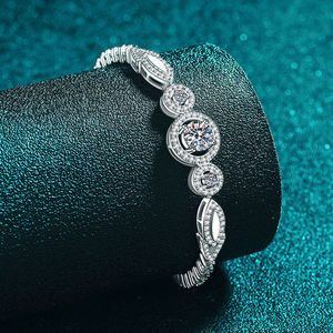 Silver <b>Rose</b> Gold Moissanite Tennis Bracelet Brilliant Cut Channel Setting Geometric Design Trendy Unisex GRA Certified Party - Product Image 3