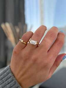Anillo Solitario Brillante con Diamante Esmeralda de 2.01CT, Oro Sólido de 14K, Cultivado en Laboratorio, para Compromiso, Boda, Aniversario, Regalo para Ella - Product Image 2