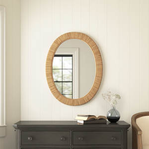 Espejo de pared plano tejido de ratán para fines decorativos de baño o dormitorio - Product Image 2