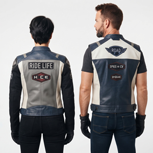 เสื้อกั๊กหนังสำหรับขี่มอเตอร์ไซค์  แจ็คเก็ตหนังไร้แขนสำหรับขี่มอเตอร์ไซค์  สำหรับผู้ชายและผู้หญิง  แจ็คเก็ตไร้แขนสำหรับขี่มอเตอร์ไซค์แบบหนาพิเศษ - Product Image 2