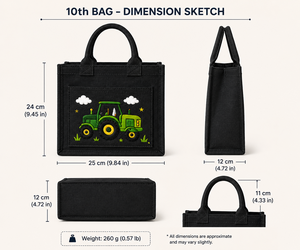 Embroidered Jute Tote <b>Bag</b> <b>Medium</b> <b>Size</b> Cartoon Design Hand Carry Daily Use - Product Image 2