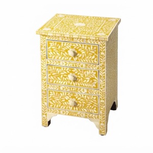 Commode de luxe à 6 tiroirs en bois massif vert avec incrustation d'os, motif étoile fait main, style marocain pour chambre à coucher - Product Image 5