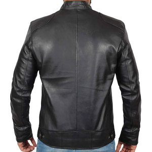 Customized Logo Printed Vintage Premium Quality <b>Men's</b> Leather <b>Jacket</b> with Stand Collar and Stylish Pocket Design <b>jacket</b> for <b>men</b> - Product Image 2