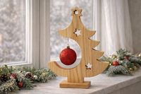 Décoration d'arbre en bois artisanale de qualité supérieure avec boules colorées pour la table de Noël, décoration de maison pour les fêtes, en vente