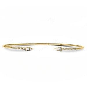 14K <b>Solid</b> <b>Gold</b> High Quality Luxury Lab Grown Diamond Stackable <b>Bangle</b> Cuff Bracelet CVD Diamond Custom Bracelets Factory Price - Product Image 1