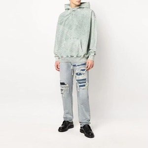 Sweat à capuche délavé en coton doux, coupe décontractée, essentiel pour le style urbain, personnalisation de marque, vente en gros - Product Image 2