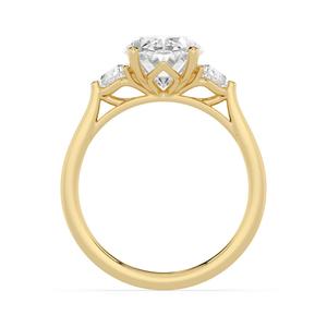 Bague de fiançailles en diamant de culture, or rose 10K, forme ovale fantaisie tête de veau, trois pierres latérales, super fantaisie, nouvelle arrivée - Product Image 2