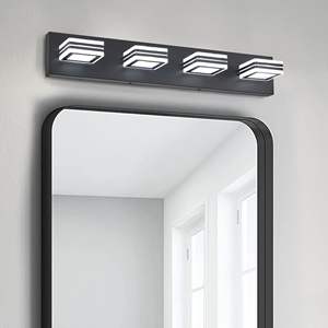 Lámpara de Baño Moderna de 26 Pulgadas con 4 Luces LED, Pantallas Acrílicas Cuadradas, Montaje en Pared con Iluminación para Espejo - Product Image 3