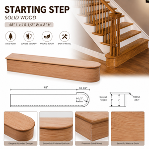 EFS Red Oak Solid Wood Durable Easy Installation Hospital Use Staircase Treads 48" Indoor/Outdoor Traditional - Product Image 1