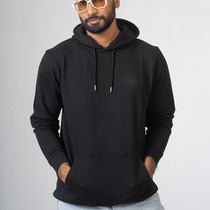 Sweat à capuche pour homme, confortable pour l'hiver, en tissu polaire de haute qualité, noir, style fermeture éclair, avec deux poches latérales, respirant et confortable en BD - Product Image 4