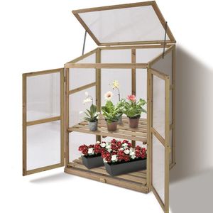 Serre de jardin en bois portable de 30 x 22 x 43 pouces, couleur verte - Product Image 4