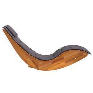 Tumbona de teca curvada de lujo para exteriores, patio o piscina, con cojín. - Product Image 3