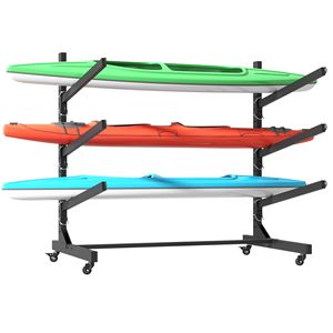 Soporte de Almacenamiento para Kayak Resistente de 41 Pulgadas, Soporte Ajustable con Ruedas Bloqueables, Soporte para Canoa y SUP para 3 Kayaks - Product Image 2