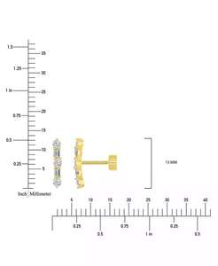 Orecchini misti con barra di zirconi cubici (5/8 ct. T. w.) in argento Sterling placcato oro 14k | Macacy's - Product Image 5