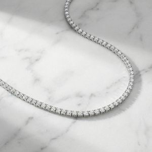 สร้อยคอเทนนิสเพชรทรงกลมเพาะเลี้ยงในห้องปฏิบัติการ 18 นิ้ว ทองคำขาว 14K เครื่องประดับทันสมัยสำหรับทุกเพศ สร้อยคอเทนนิสเพชร D VVS เพาะเลี้ยงในห้องปฏิบัติการ - Product Image 4