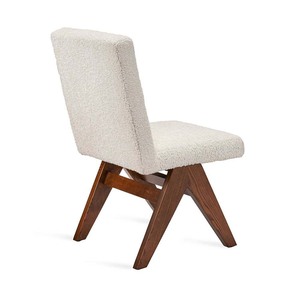 Chaise de salle à manger rembourrée de style mid-century moderne avec pieds en bois et assise en tissu - Product Image 3