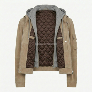 Custom Suede Leather <b>Utility</b> Bomber <b>Jacket</b> Detachable Hooded Multi Pocket Techwear Streetwear Wholesale <b>Men</b> Outwear Manufacturer - Product Image 3