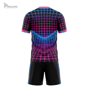 Conjunto de Uniforme de Fútbol Sublimado Personalizado, Estilo Synthwave Retrowave, Camiseta y Pantalones Cortos de Fútbol para Hombre, Kit de Partido de Equipo Cyber Neon - Product Image 2