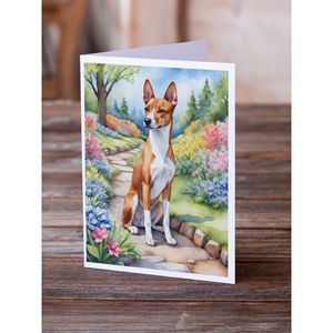 Basenji Spring Garden Whimsical A7 Tamaño 5x7 Tarjetas de notas en blanco Paquete de 8 con sobres Tarjetas de felicitación - Product Image 2
